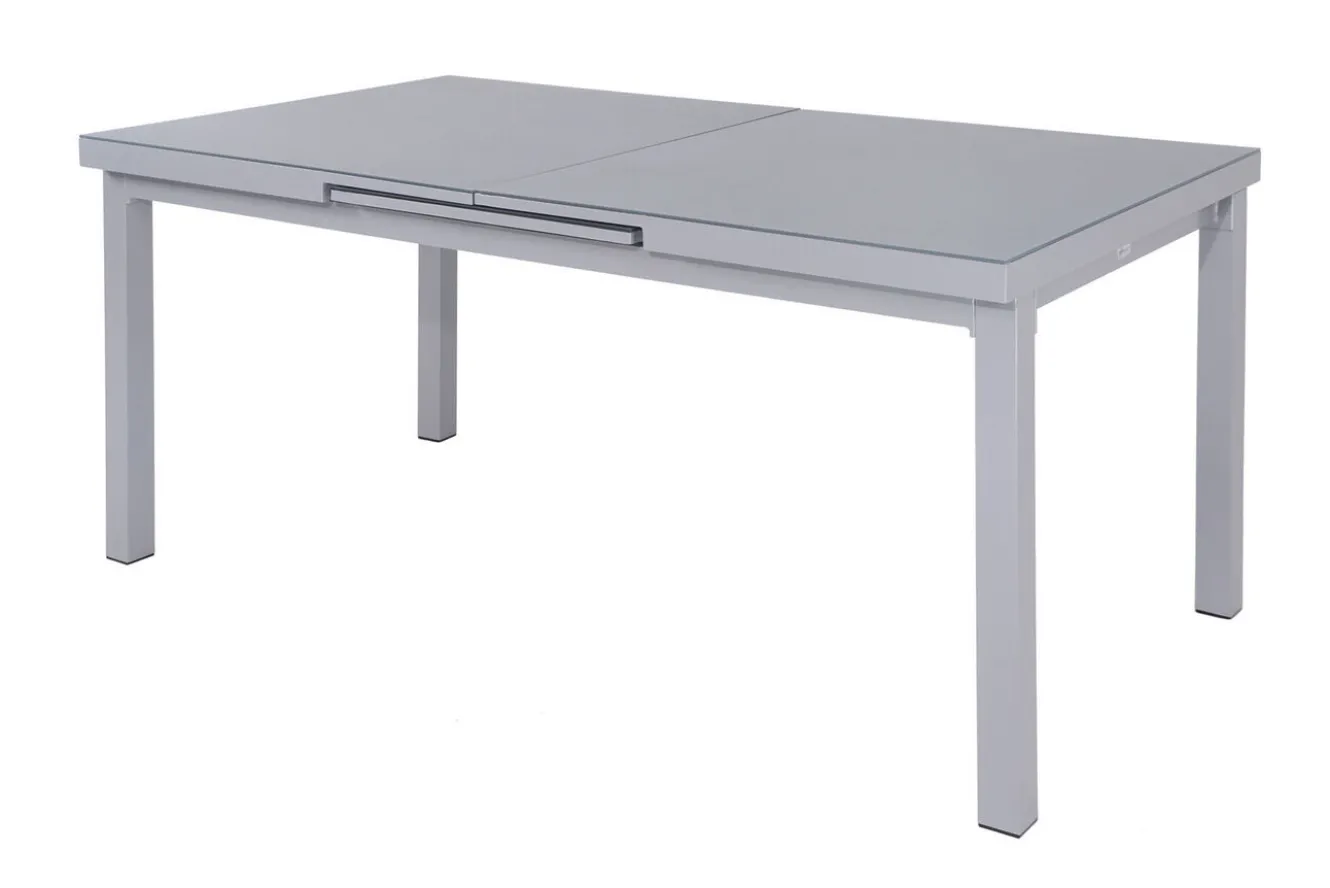 KETTLER Garten-Essgruppe, silber/anthrazit, Alu/Textilene, Tisch 180/240 x 100 cm, 6 Klappstühle, inkl. Auflagen