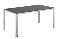 Kettler Garten-Essgruppe, silber/anthrazit, Kettalux-Plus Dining-Tisch 160x95cm, 4 Klappstühle BasicPlus