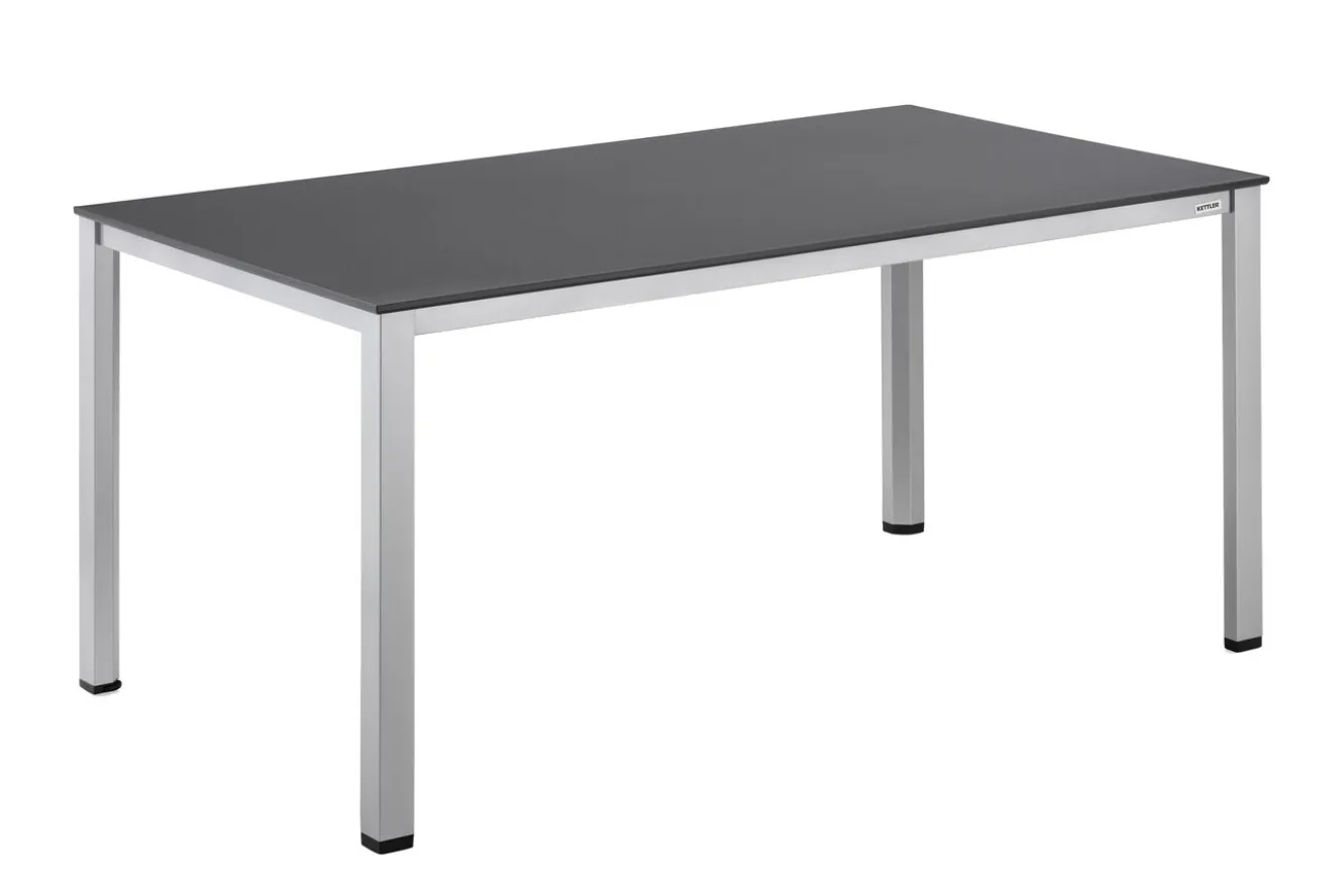 Kettler Garten-Essgruppe, silber/anthrazit, Kettalux-Plus Dining-Tisch 160x95cm, 4 Klappstühle BasicPlus