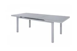 KETTLER Garten-Essgruppe, silber/anthrazit, Alu/Textilene/, Tisch 180/240 x 100 cm, 6 Klappstühle, inkl. Auflagen