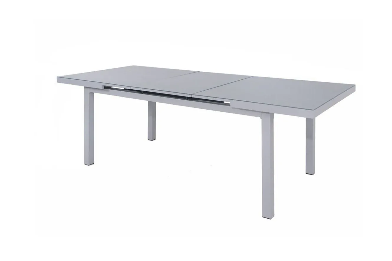 KETTLER Garten-Essgruppe, silber/anthrazit, Alu/Textilene/, Tisch 180/240 x 100 cm, 6 Klappstühle, inkl. Auflagen