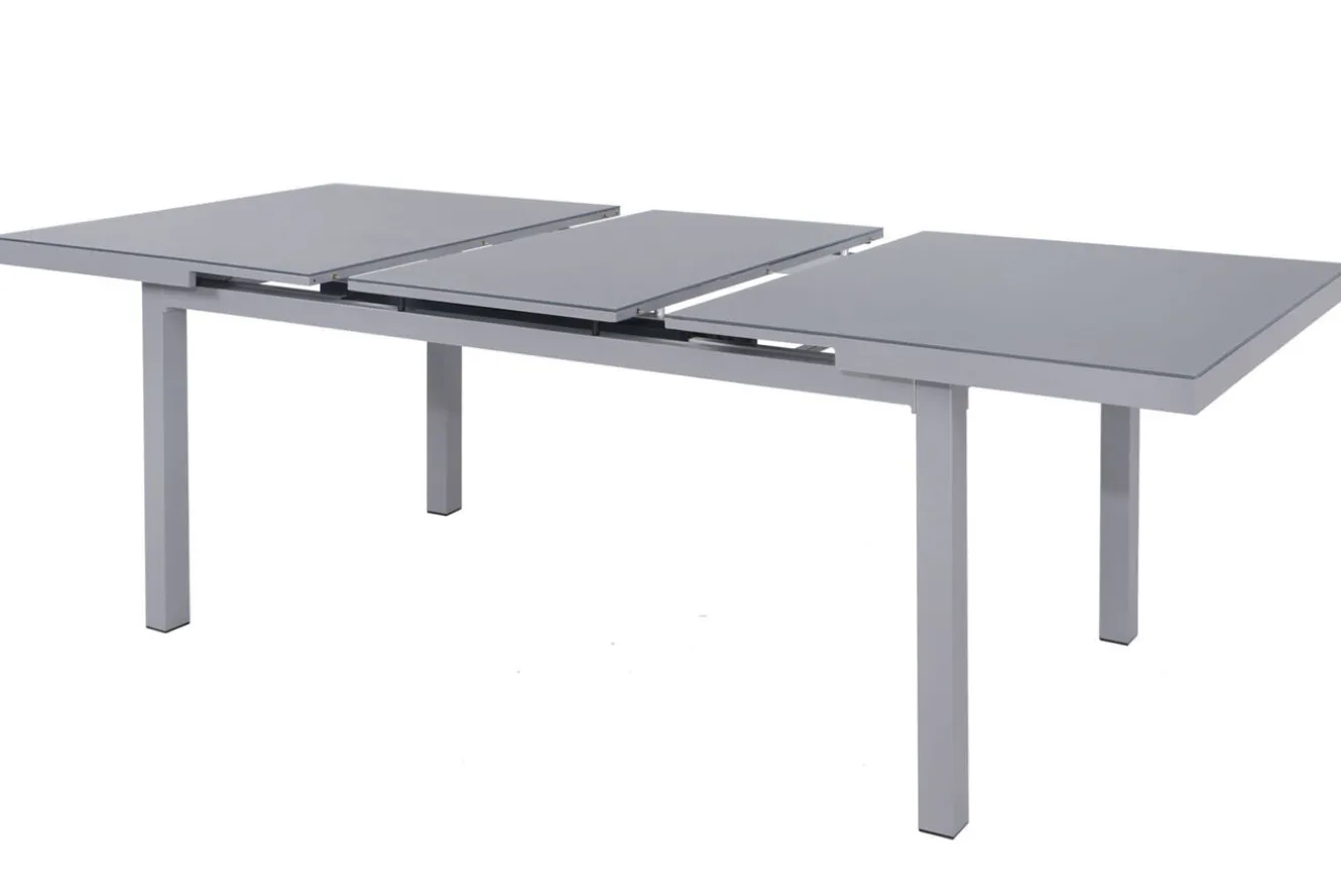 KETTLER Garten-Essgruppe, silber/anthrazit, Alu/Textilene/, Tisch 180/240 x 100 cm, 6 Klappstühle, inkl. Auflagen