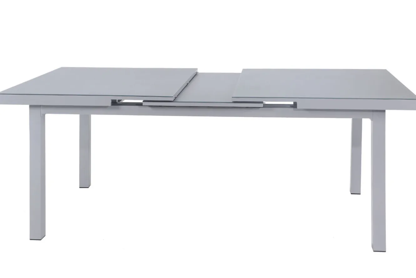 KETTLER Garten-Essgruppe, silber/anthrazit, Alu/Textilene/, Tisch 180/240 x 100 cm, 6 Klappstühle, inkl. Auflagen