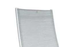 KETTLER Garten-Essgruppe, weiß matt/hellgrau, Aluminium/Glas/Outdoorgewebe, Ausziehtisch 180/240 x 100 cm, 6 Klappstühle