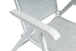 KETTLER Garten-Essgruppe, weiß matt/hellgrau, Aluminium/Glas/Outdoorgewebe, Ausziehtisch 180/240 x 100 cm, 6 Klappstühle