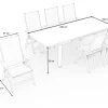 KETTLER Garten-Essgruppe, weiß matt/hellgrau, Aluminium/Teak/Outdoorgewebe, Ausziehtisch 180/240 x 100 cm, 6x Klappstuhl