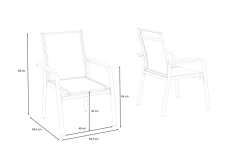 Kettler Granada 4er-Set Stapelsessel, silber/anthrazit, mit Teakholz-Armlehnen, 0301205-0100