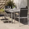 Kettler Granada 6er-Set Stapelsessel, silber/anthrazit, mit Teakholz-Armlehnen, 0301205-0100