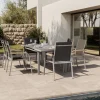 KETTLER Granada Garten-Essgruppe, silber, Alu/Textilene, Tisch 180/240x100cm, 6 Stapelsessel