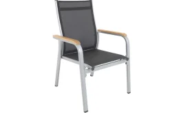 KETTLER Granada Garten-Essgruppe, silber, Alu/Textilene, Tisch 180/240x100cm, 6 Stapelsessel