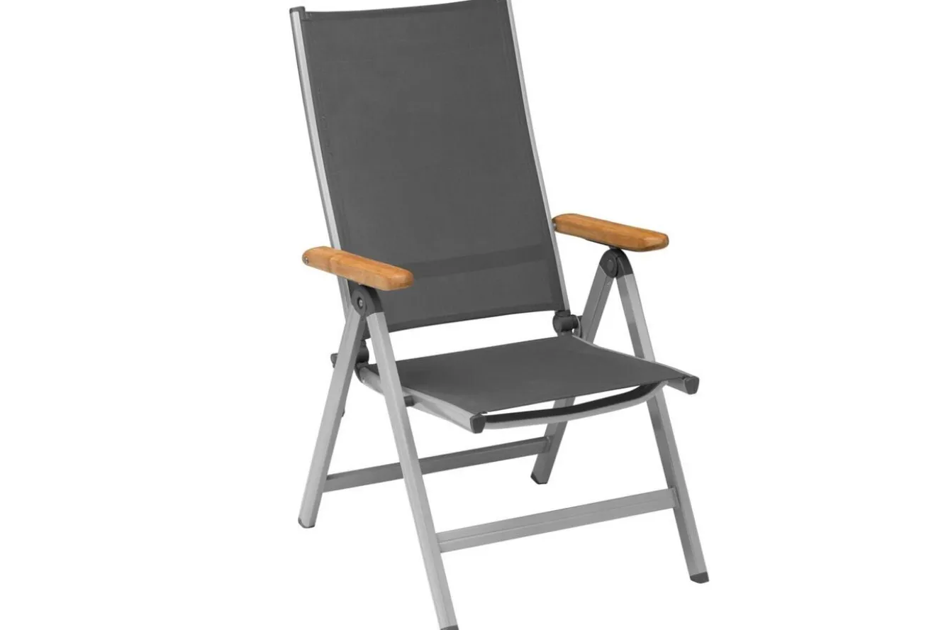 KETTLER Granada Garten-Essgruppe, silber, Alu/Textilene, Tisch 180/240x100cm, 6 Stapel-, 2 Klappstühle