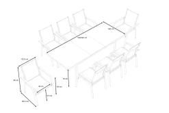 Kettler Granada Garten-Essgruppe, 8 Personen, ausziehbarer Tisch 180–240 cm, Aluminium/Textilene, Teak FSC®-zertifiziert