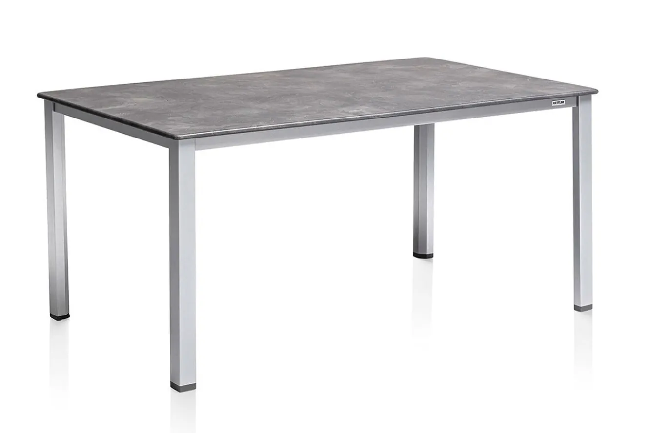 KETTLER Granada Garten-Essgruppe, silber/anthrazit, Alu, Tisch 160x90, 6 Klappstühle
