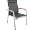 KETTLER Granada Garten-Essgruppe, silber, Alu/Textilene, Tisch 180/240x100cm, 4 Stapel-, 2 Klappstühle