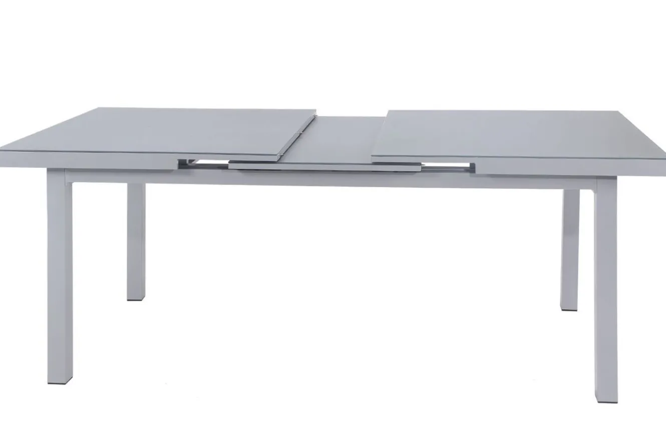 KETTLER Granada Garten-Essgruppe, silber, Alu/Textilene, Tisch 180/240x100cm, 4 Stapel-, 2 Klappstühle