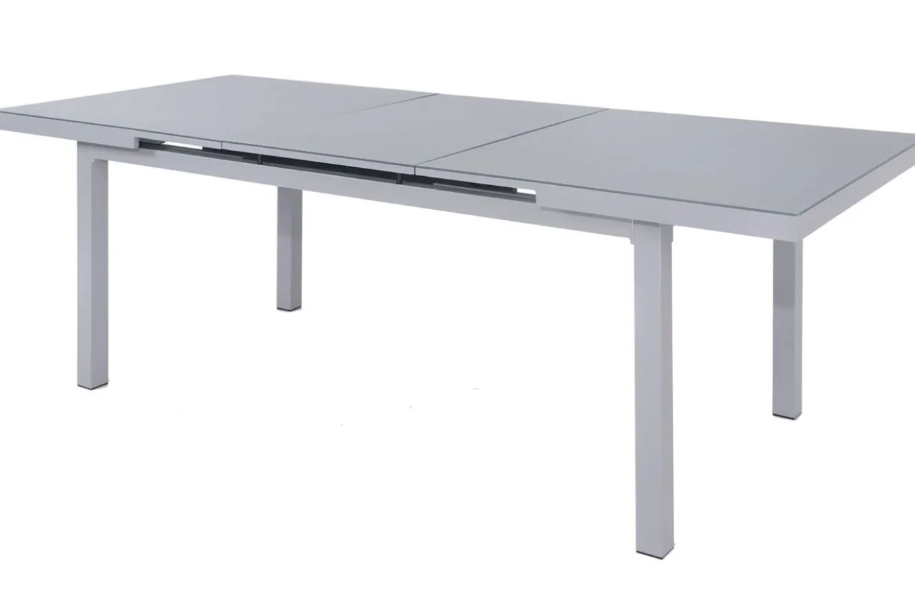 KETTLER Granada Garten-Essgruppe, silber, Alu/Textilene, Tisch 180/240x100cm, 6 Klappstühle