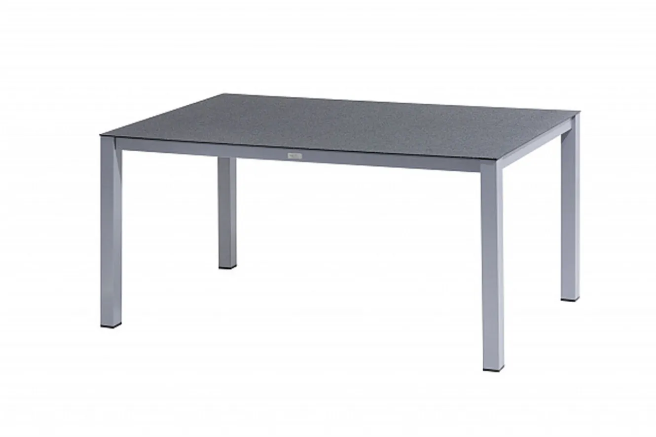 KETTLER Granada Garten-Essgruppe, silber/anthrazit, Alu/Spraystone/Textil, 160 x 95 cm, 6 Klappstühle