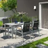 KETTLER Granada Garten-Essgruppe, silber/anthrazit, Alu, Tisch 160x90, 6 Stapelsessel