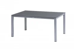 KETTLER Granada Garten-Essgruppe, silber/anthrazit, Alu/Spraystone/Textil, 160x95 cm, 6 Stapelsessel