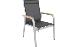 KETTLER Granada Garten-Essgruppe, silber/anthrazit, Alu/Spraystone/Textil, 160x95 cm, 6 Stapelsessel