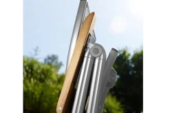 KETTLER Granada Garten-Essgruppe, silber / anthrazit, Alu / Spraystone / Teak, Tisch 180/280 x 100 cm, 6 Stapelsessel, 2 Klappstühle