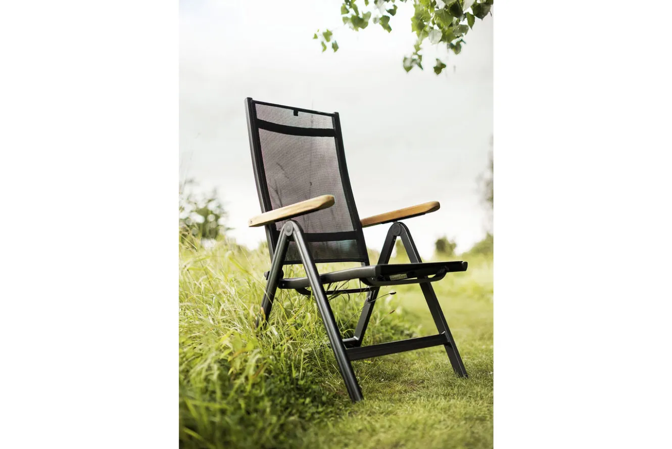 KETTLER Granada Gartengarnitur, Anthrazit, Alu/Spraystone, Esstisch 160x95 cm, 4 Stapelsessel, 2 Klappstühle