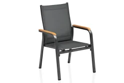 KETTLER Granada Gartengarnitur, Anthrazit, Alu/Spraystone, Esstisch 160x95 cm, 4 Stapelsessel, 2 Klappstühle