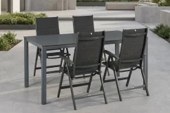 KETTLER KETTALUX-PLUS/Basic Plus Padded Sitzgruppe, anthrazit, Alu/Textilene, Tisch 160x95 cm, 4 Klappstühle