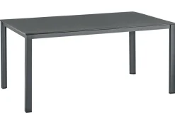KETTLER KETTALUX-PLUS/Basic Plus Padded Sitzgruppe, anthrazit, Alu/Textilene, Tisch 160x95 cm, 4 Personen, gepolsterte Sitz - und Rückenfläche