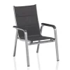 KETTLER KETTALUX-PLUS/Basic Plus Padded Sitzgruppe, silber/anthrazit/grau, Alu/Textilene, 160x95 cm,4 Stapelsessel, gepolsterte Sitz - und Rückenfläche