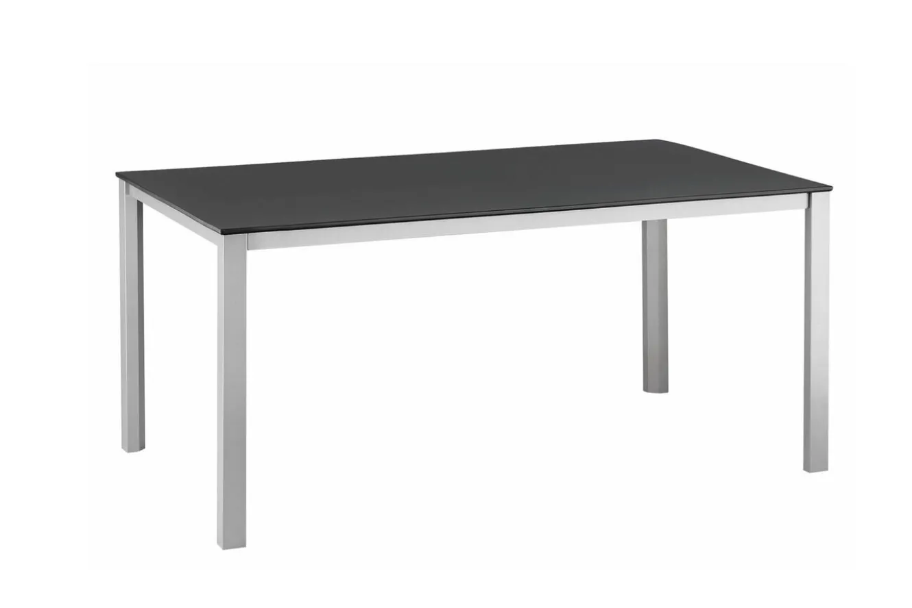 KETTLER KETTALUX-PLUS/Basic Plus Padded Sitzgruppe, silber/anthrazit/grau, Alu/Textilene, 160x95 cm,4 Stapelsessel, gepolsterte Sitz - und Rückenfläche