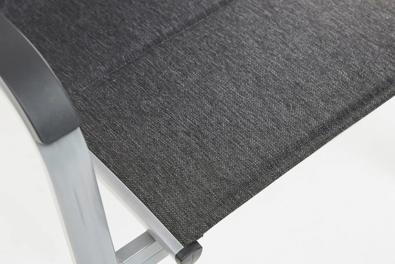 KETTLER KETTALUX-PLUS/Basic Plus Padded Sitzgruppe, silber/anthrazit/grau, Alu/Textilene, 160x95 cm,4 Stapelsessel, gepolsterte Sitz - und Rückenfläche