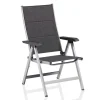 KETTLER KETTALUX-PLUS/Basic Plus Padded Sitzgruppe, silber/anthrazit, Alu/Textilene, Tisch 160x95 cm, 6 Klappstühle