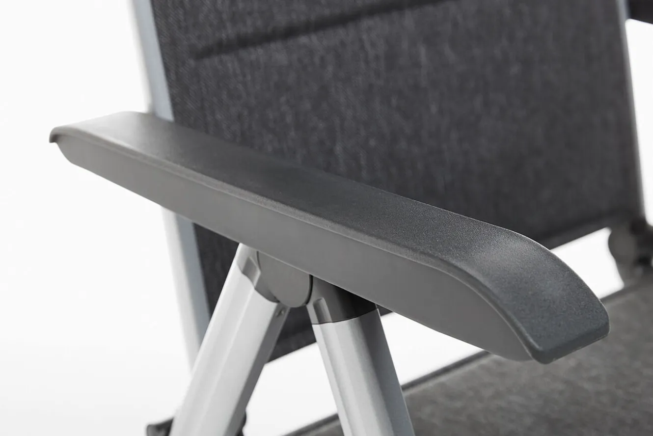 KETTLER KETTALUX-PLUS/Basic Plus Padded Sitzgruppe, silber/anthrazit, Alu/Textilene, Tisch 160x95 cm, 6 Klappstühle