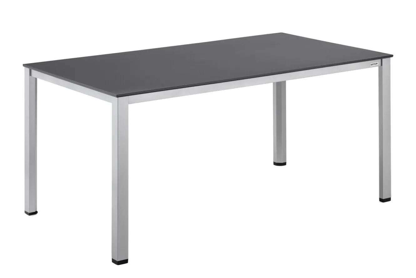 KETTLER KETTALUX-PLUS/Basic Plus Padded Sitzgruppe, silber/anthrazit, Alu/Textilene, Tisch 160x95 cm, 6 Klappstühle