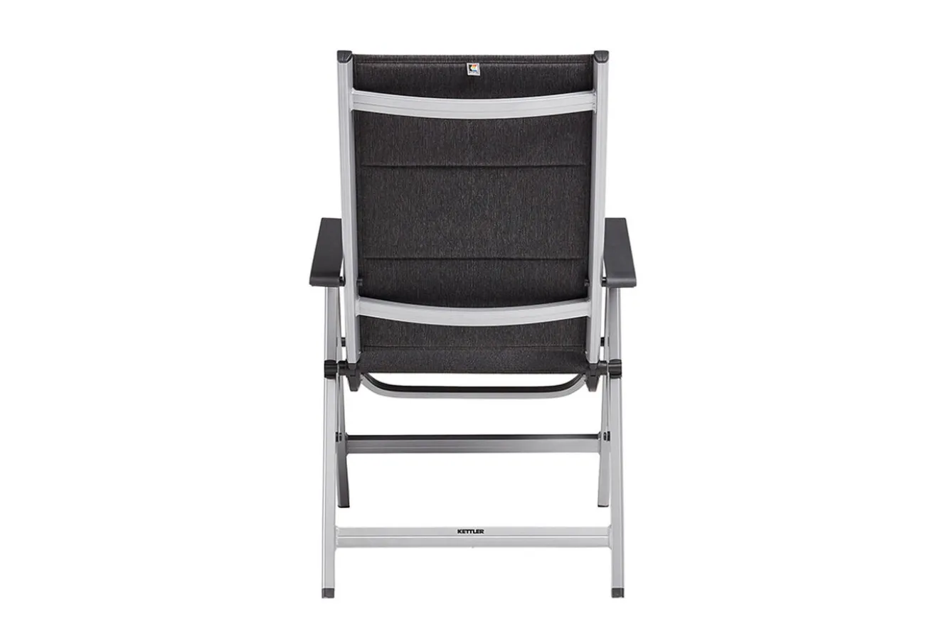 KETTLER KETTALUX-PLUS/Basic Plus Padded Sitzgruppe, silber/anthrazit, Alu/Textilene, Tisch 160x95 cm, 6 Klappstühle