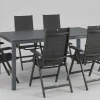 KETTLER KETTALUX-PLUS/Basic Plus Padded Sitzgruppe, anthrazit, Alu/Textilene, Tisch 160x95 cm, 6 Klappstühle