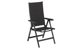 KETTLER KETTALUX-PLUS/Basic Plus Padded Sitzgruppe, anthrazit, Alu/Textilene, Tisch 160x95 cm, 6 Klappstühle
