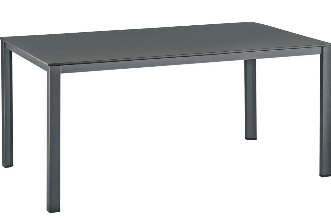KETTLER KETTALUX-PLUS/Basic Plus Padded Sitzgruppe, anthrazit, Alu/Textilene, Tisch 160x95 cm, 6 Klappstühle
