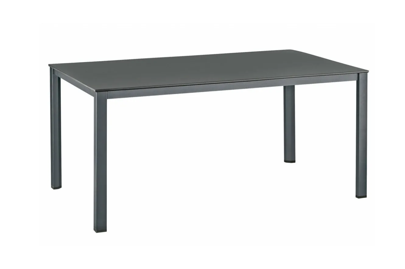 KETTLER KETTALUX-PLUS/Basic Plus Padded Sitzgruppe, anthrazit, Alu/Textilene, Tisch 160x95 cm, 6 Klappstühle