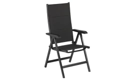 KETTLER KETTALUX-PLUS/Basic Plus Padded Sitzgruppe, anthrazit, Alu/Textilene, Tisch 160x95 cm, 6 Klappstühle