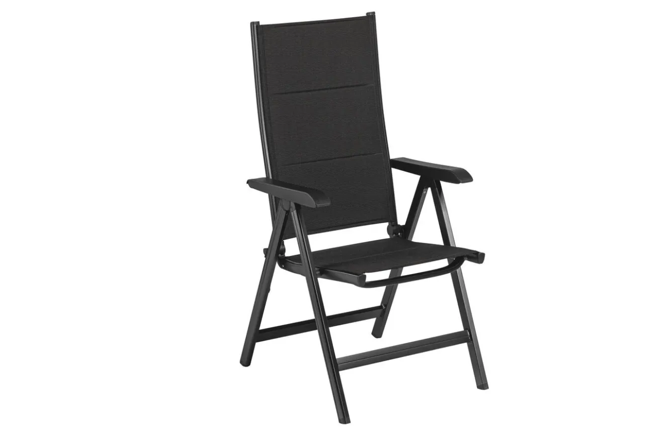 KETTLER KETTALUX-PLUS/Basic Plus Padded Sitzgruppe, anthrazit, Alu/Textilene, Tisch 160x95 cm, 6 Klappstühle