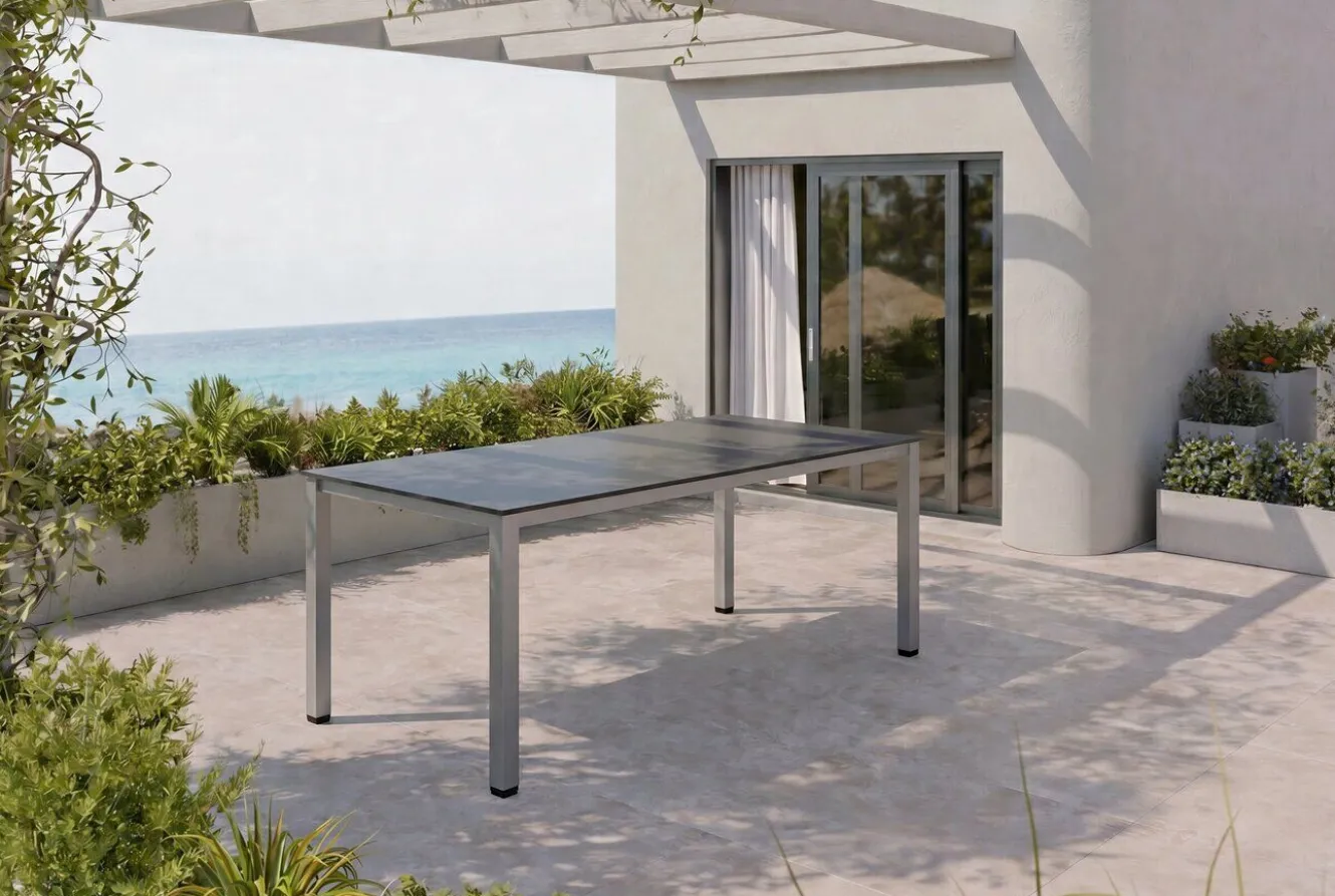 KETTLER Kettalux-Plus Dining-Tisch, silber/anthrazit, Alu, 160x95cm, 0301821-0000