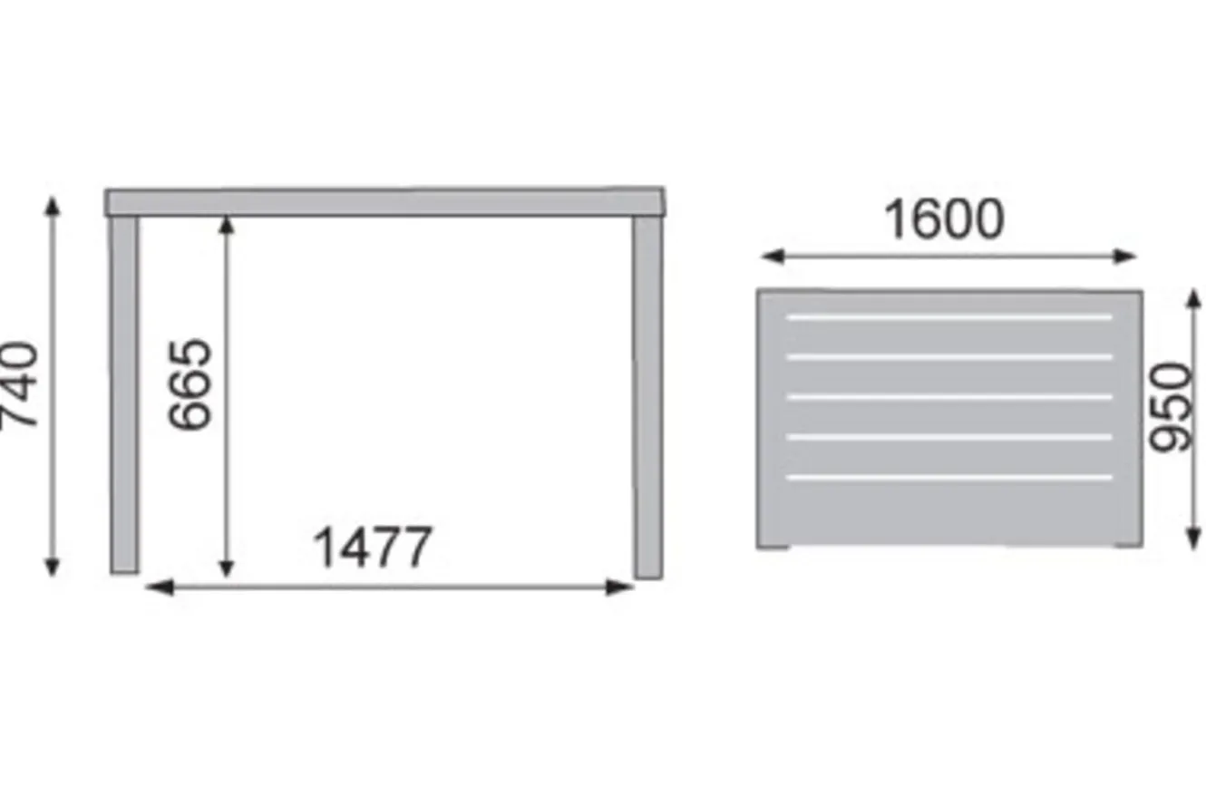 KETTLER Kettalux-Plus Dining-Tisch, silber/anthrazit, Alu, 160x95cm, 0301821-0000
