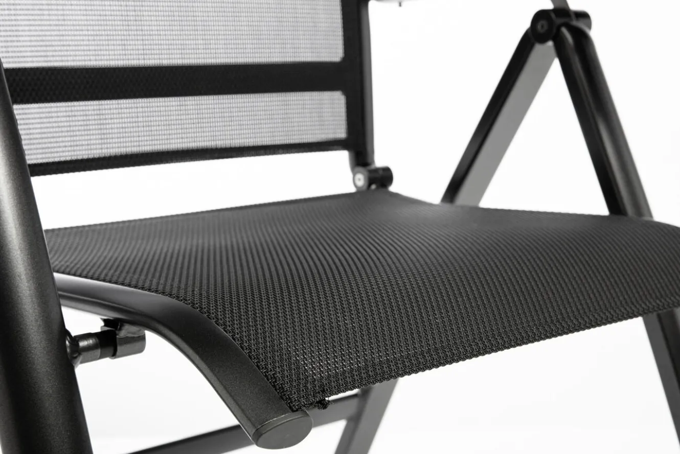 KETTLER KETTALUX-PLUS/Legato Curve Sitzgruppe, anthrazit, Alu/Textilene, Tisch 160x95 cm, 4 Klappstühle