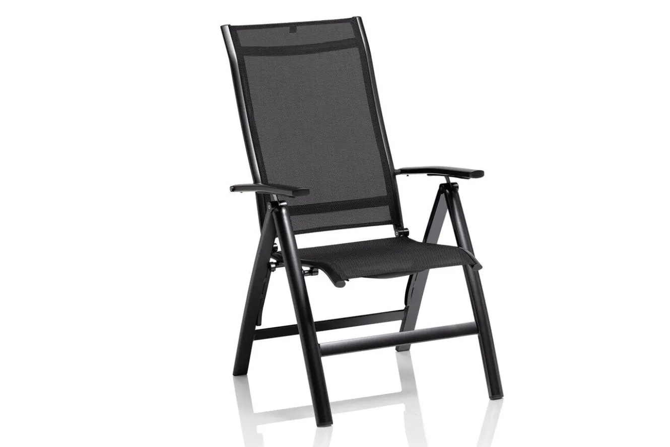 KETTLER KETTALUX-PLUS/Legato Curve Sitzgruppe, anthrazit, Alu/Textilene, Tisch 160x95 cm, 4 Klappstühle