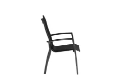 KETTLER KETTALUX-PLUS/Legato Curve Sitzgruppe, anthrazit, Alu/Textilene, Tisch 160x95 cm, 4 Stapelsessel, stapelbar