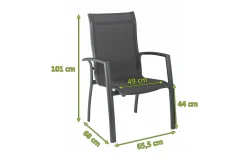 KETTLER Legato Curve Stapelsessel, anthrazit, Alu/Textilene, 0302302-7000, stapelbar
