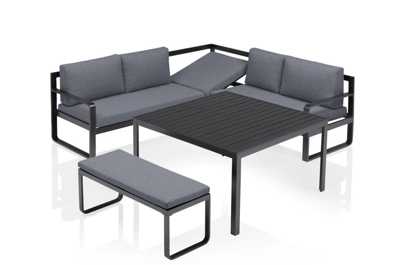 KETTLER Ocean Dining-Lounge, anthrazit/grau, 223 x 200 cm, inkl. Kissen, 0320831-7100