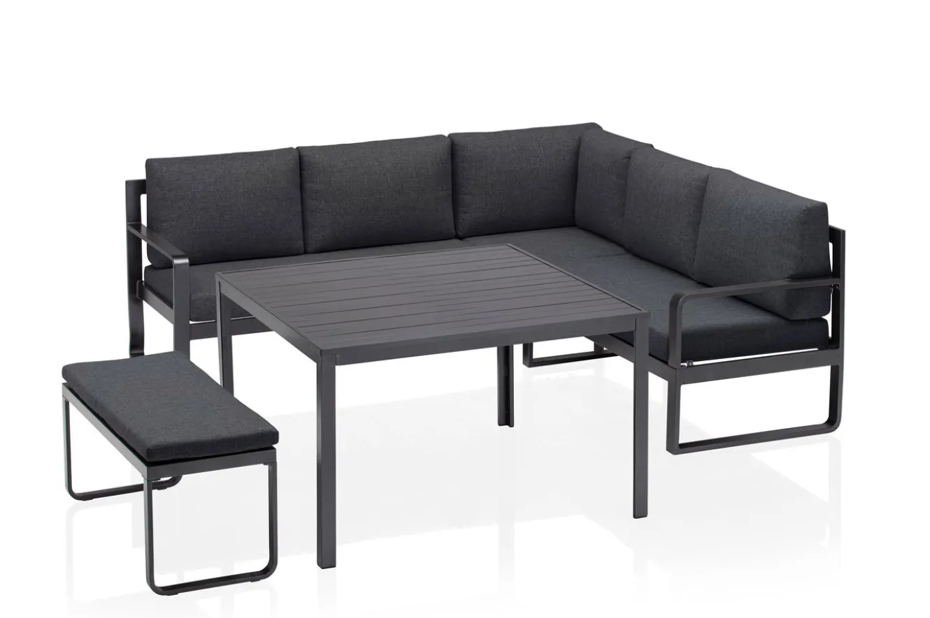 KETTLER Ocean Dining-Lounge, anthrazit/anthrazit, 223 x 200 cm, inkl. Kissen, 0320831-7200